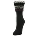 thumbnail image 3 of Legmogue Women's Bellevue Furry Striped Cuff Ribbed Plush Crew Socks - Womens - Female, 9-11, Black, 3 of 6