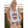 thumbnail image 2 of POGLIP Women's White Like Strawberry Wine Graphic Print Racerback Tank Top, 2 of 6