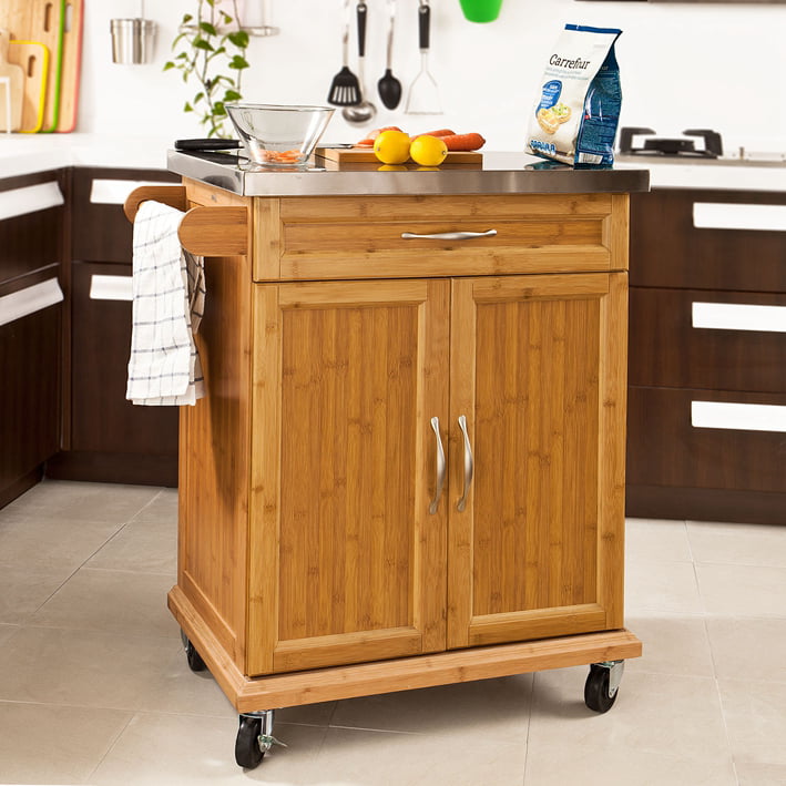 Haotian Fkw13 N Wood Kitchen Cabinet Kitchen Storage Trolley