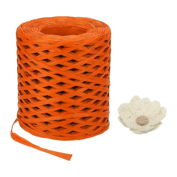 Uxcell Raffia Paper Craft Ribbon 200m/656ft Raffia Ribbon Raffia String Kraft Packing Ribbon for Gift Wrapping, Packing, Crafting Supplies Orange
