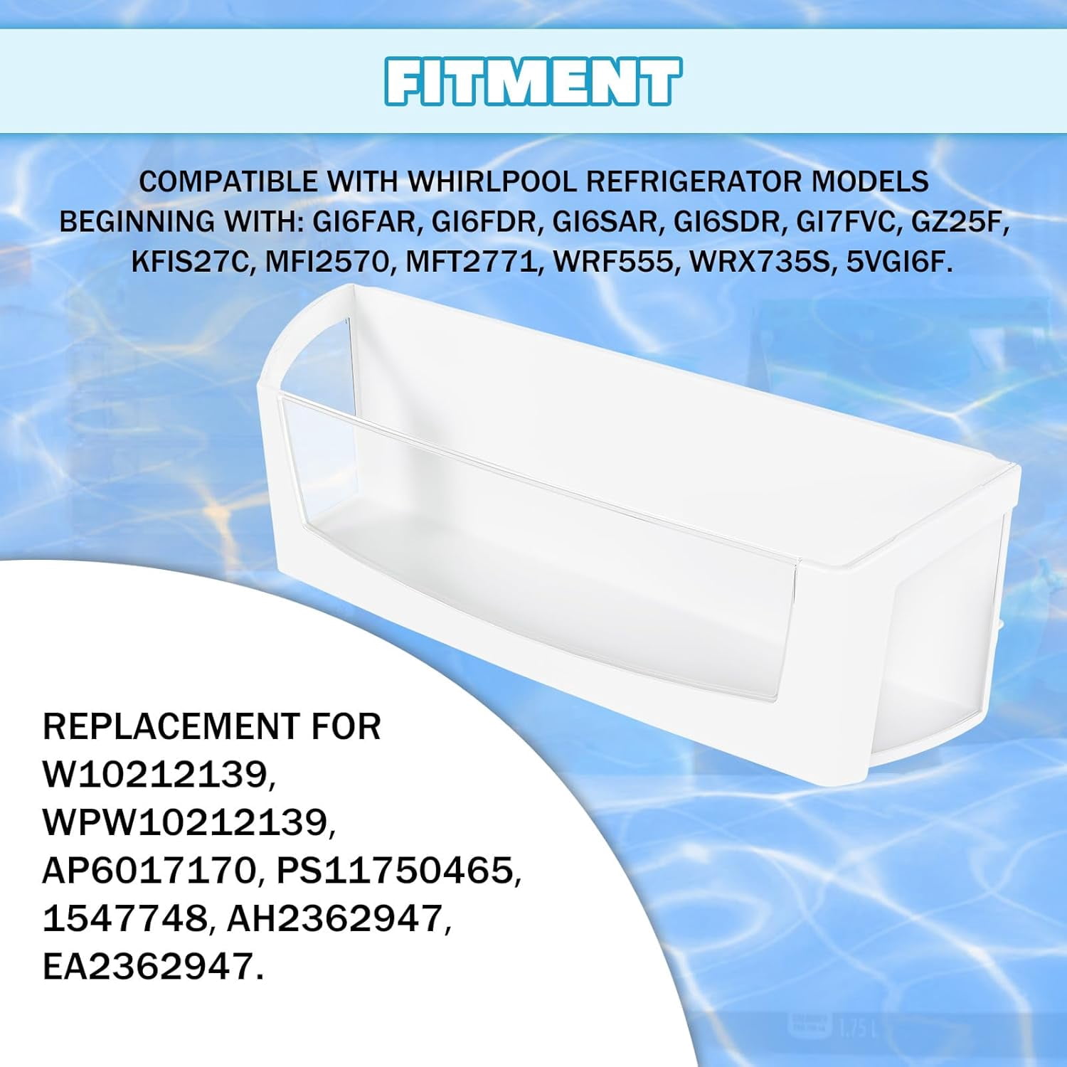 UPGRADED W10212139 WPW10212139 Refrigerator Door Shelf Bin Replacement Compatible with Whirlpool, Maytag, Amana, KitchenAid Refrigerator Parts  Left Door Bin