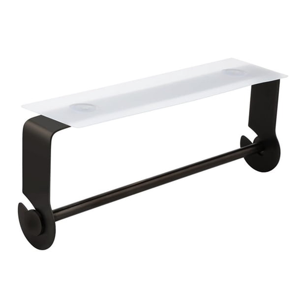 Soporte de toalla de papel adhesivo debajo del gabinete y montaje en pared, sin perforaciones adecuado para cocina baño - Negro