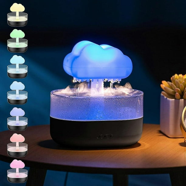 Rain Cloud Humidifier Water Drip 200ml, Led Cloud Rain Aromatherapy Essential Oil Diffuser Night Light 7 Color Relax Bedside Light