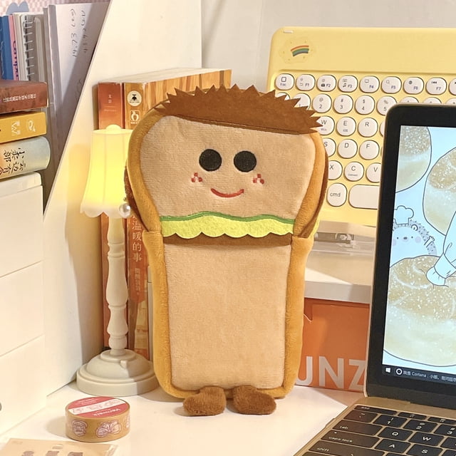 Estuche para lápices con diseño de hamburguesa y pan tostado, divertido y de gran capacidad, para material de aprendizaje