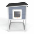thumbnail image 4 of Yardi Yarda Weatherproof Outdoor Cat House with Highly Elevated Bottom, Elevated Feral Cat Shelter with High Legs and Curtained Door, Escape Door, Openable Top, Gray, 4 of 13