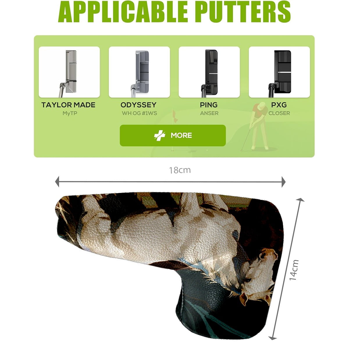 Golf Club Head Cover | Leather Golf Club Putte Headcover , Waterproof Golf Club Head Cover Set Driver Headcovers for Golf Clubs Men Women Horses