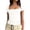 15#White, variant on Women's Square Neck Short Sleeve Double-Layer Tops Basic Slim Fit Crop Tops Going Out Summer T Shirt White,Size XS