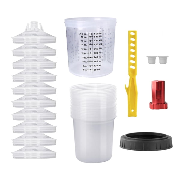Kit de vasos mezcladores de pintura desechables ROIKETU HVLP, 600 ml