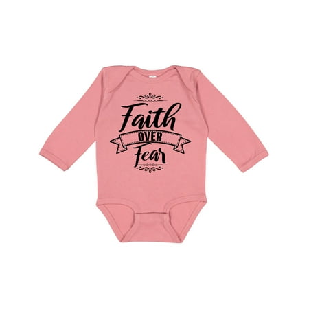 

Inktastic Cancer Awareness Faith Over Fear Gift Baby Boy or Baby Girl Long Sleeve Bodysuit