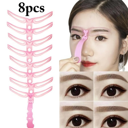 8PCS Eyebrow Stencil Kit, Aniwon Reuseable Eyebrow Grooming Stencil Shaping Template Makeup Tool for Women (Best Brow Shaping Kit)