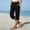 03-Black, variant on Women's Cotton Linen Capri Pants, Elastic Waist Loose Straight Leg Cropped Trousers with Pockets Button Split Hem, Casual Summer 3/4 Pants for Daily Wear 14-White L