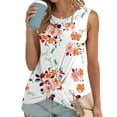thumbnail image 2 of HAPIMO Women's Summer Tank Tops O-Neck Blouse Strappy Flared Camisole Sleeveless Shirts for Girls Plaid/Red Lip/Cow Print Tops Casual Loose Fit Camis White S, 2 of 7