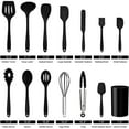 thumbnail image 2 of Walchoice 14 Pcs Cooking Utensils Set with Holder, Heat Resistant Silicone Kitchen Cookware Utensils Set, Kitchen Cooking Tools Includes Spatula Spoon Turner Whisk Tong, Dishwasher safe, Black, 2 of 7