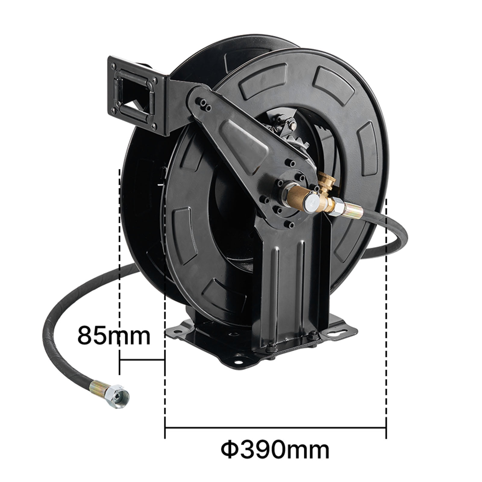 KFFKFF Retractable Pressure Washer Hose Reel, 50 ft x 3/8 inch, Heavy-Duty Steel, 4000 PSI Max, Auto-Rewind, Wall/Floor Mount for Car Wash, Garden, and Floor Cleaning