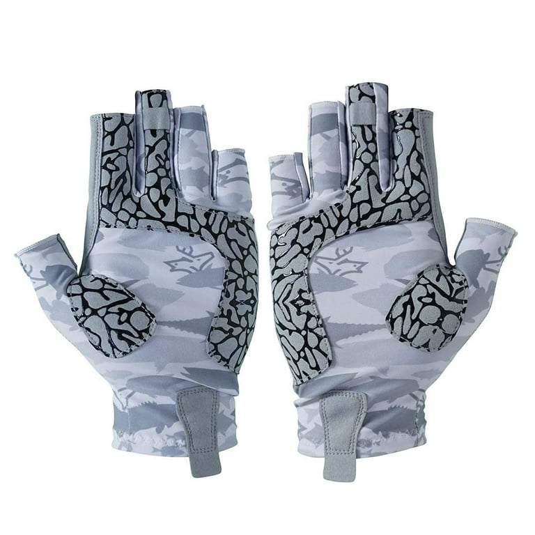 HAFASPOT - Fishing Gloves UPF 50+ UV Sun Protection Men Women Kayaking,  Paddling Grip Gray L/XL 