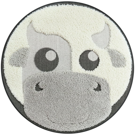 Balta Mod-Tod Cow Kids Area Rug - 3'11" Round - 3'11" Round