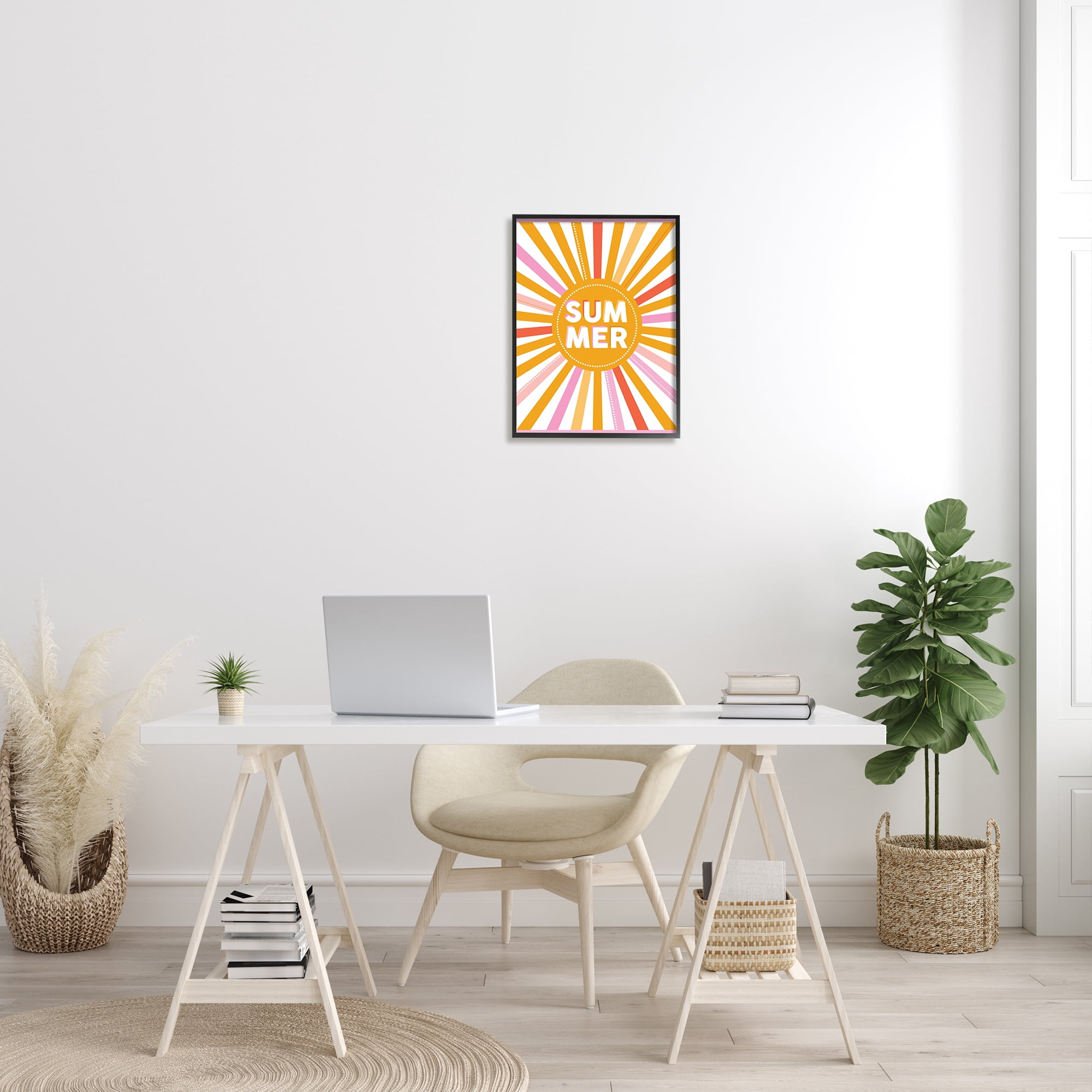 Stupell Home Décor Industries Bold Summer Typography Playful Rainbow Sun Rays , 16 x 20, Designed by Angela Nickeas
