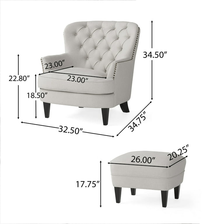 Noble House Torrin Modern Contemporary Tufted Natural Fabric Chair