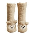 thumbnail image 2 of DAMAI Cute Fuzzy Socks with Bear Ears, Cozy Thick Coral Fleece Non-Slip Slipper Socks for Women 5-10 - Cute Bear Plush Fuzzy Warm Thermal Boot Socks for Winter, Indoor Floor Comfort, 2 of 4