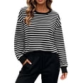 thumbnail image 5 of Enjoytime Striped Crewneck Sweatshirts Women Long Sleeve Pullover Tops Fall Fashion Solid Trendy Clothes, 5 of 8