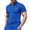 Blue-05, variant on Men's Waffle Knit Shirt with Pocket No-Button V-Neck Collared Slim Fit Casual Summer Top