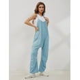 thumbnail image 5 of Lentta Women's Causal Jumpsuits V Neck Sleeveless Harem Overalls Stretchy Adjustable Strap Romper with Pockets, 5 of 14