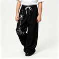 thumbnail image 2 of JAJAHO Halloween Boys Girls Baggy Sweatpants Spider Web Graphic Drawstring Wide Leg Jogger Pants For Kids Teens 4-15Y, 2 of 5