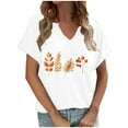 thumbnail image 2 of VKOYWKM Womens Happy Thanksgiving T Shirts V Neck Fall Tops Thanksgiving Pumpkin Graphic Tees Short Sleeve Thankful Blessed T-Shirts Holiday Top Halloween Shirts, 2 of 5