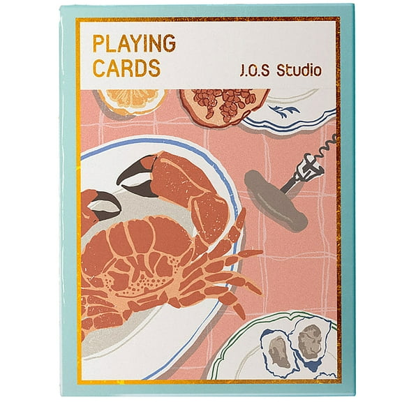 Journey of Something: Playing Cards - Mediterranean Summer - Artist Designed Standard 54-Card Deck, Seafood Dinner Illustrations, Collectible Set