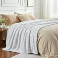 thumbnail image 2 of Super Soft Queen Blanket White Premium Silky Flannel Fleece 3D Waffle Checkered Lightweight Bed Blanket All Season Use (White, Queen(90"x90")), 2 of 7