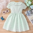 thumbnail image 3 of Gubotare Little Girls Short Sleeve Dresses Summer Casual Swing Twirly Sundress (Green,4-5 Years), 3 of 7