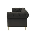 thumbnail image 4 of Nicole Miller Melia Modern Chesterfield Leather PU Button Tufted 3 Seat Sofa with Gold Leg, Rolled Arms, Brown, 4 of 9