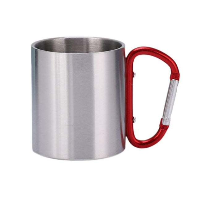 Taza de Camping con mango de gancho, taza reutilizable para beber, taza con mosquetón para mochilero Mango rojo