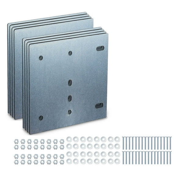 2 Pack E-Track Backing Plate Installation Kit, Heavy Duty E-Track Rail Mounting Back Plate with Bolts, Nuts, and Washers for Enclosed Trailer, Truck, Workshop - 6" x 6-1/2"