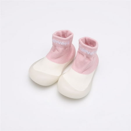 

〖Roliyen〗Toddler Shoes Socks Letter Baby Shoes Toddler Walkers Elastic Solid Non-Slip Infant First Baby Shoes
