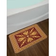 thumbnail image 2 of Greek Key Bath Mat, Old Fashioned Frame Design with the Greek Labyrinth and Curly Leaves Flowers, Non-Slip Plush Mat Bathroom Kitchen Laundry Room Decor, 29.5 X 17.5 Inches, Ruby Yellow, Ambesonne, 2 of 2