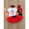 thumbnail image 2 of Kiapeise Newborn Girl Romper Skirts Outfits Short Sleeve Romper Mesh Short Skirts Headband Leg Warmers, 2 of 8