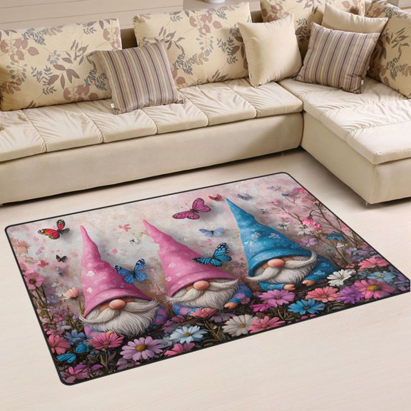 Ryvnso Gnomes and Butterfly Area Floor Mat Non-Slip Carpet Soft Rugs Doormats 31" x 20"