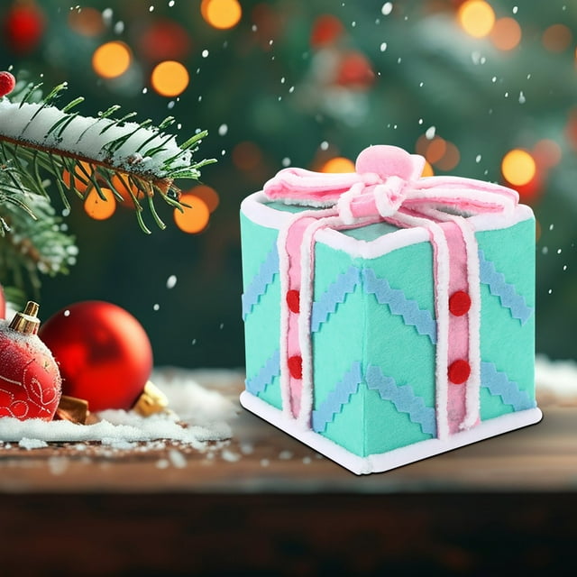 Christmas Tree Decoration Box Color Blocked Macaron Style Holiday Home Decor 10 in