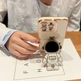 thumbnail image 3 of Compatible with iPhone 14 PRO MAX 5g 6D Plating Cute Astronaut Hidden Stand Holder Phone Case with Gold Side Heart Pattern Camera Protection for Women Shockproof Kickstand Bumper (White), 3 of 11