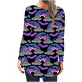 thumbnail image 4 of Camisas Para Mujer Camiseta Casual Impreso Manga Larga Cuello Redondo Fruncido Jersey Blusa Tops Odeerbi ODB128303, 4 of 6