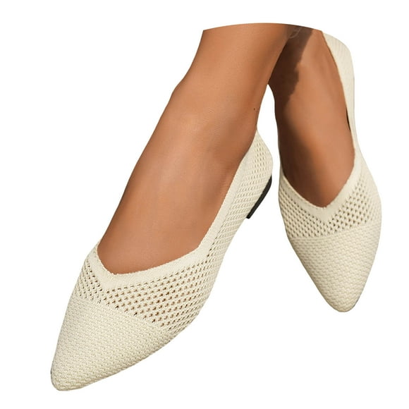 Womens Mesh Pointy Toe Dressy Shoes Breathable Spring Fall Slip on Low Heels Walking Flat Office Work Loafers
