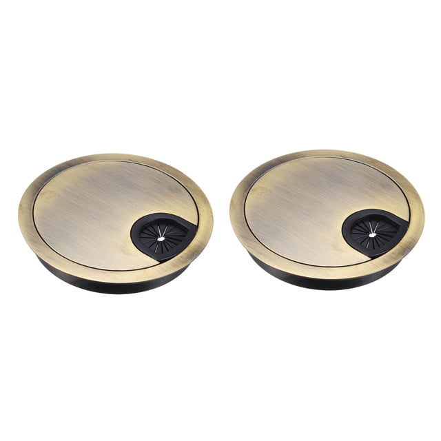 Uxcell 3-1/8 pulgadas Cubierta de Agujero de Cable Grommet de Escritorio para Organizador de Cables Aleación de Zinc Tono Bronce 2pcs