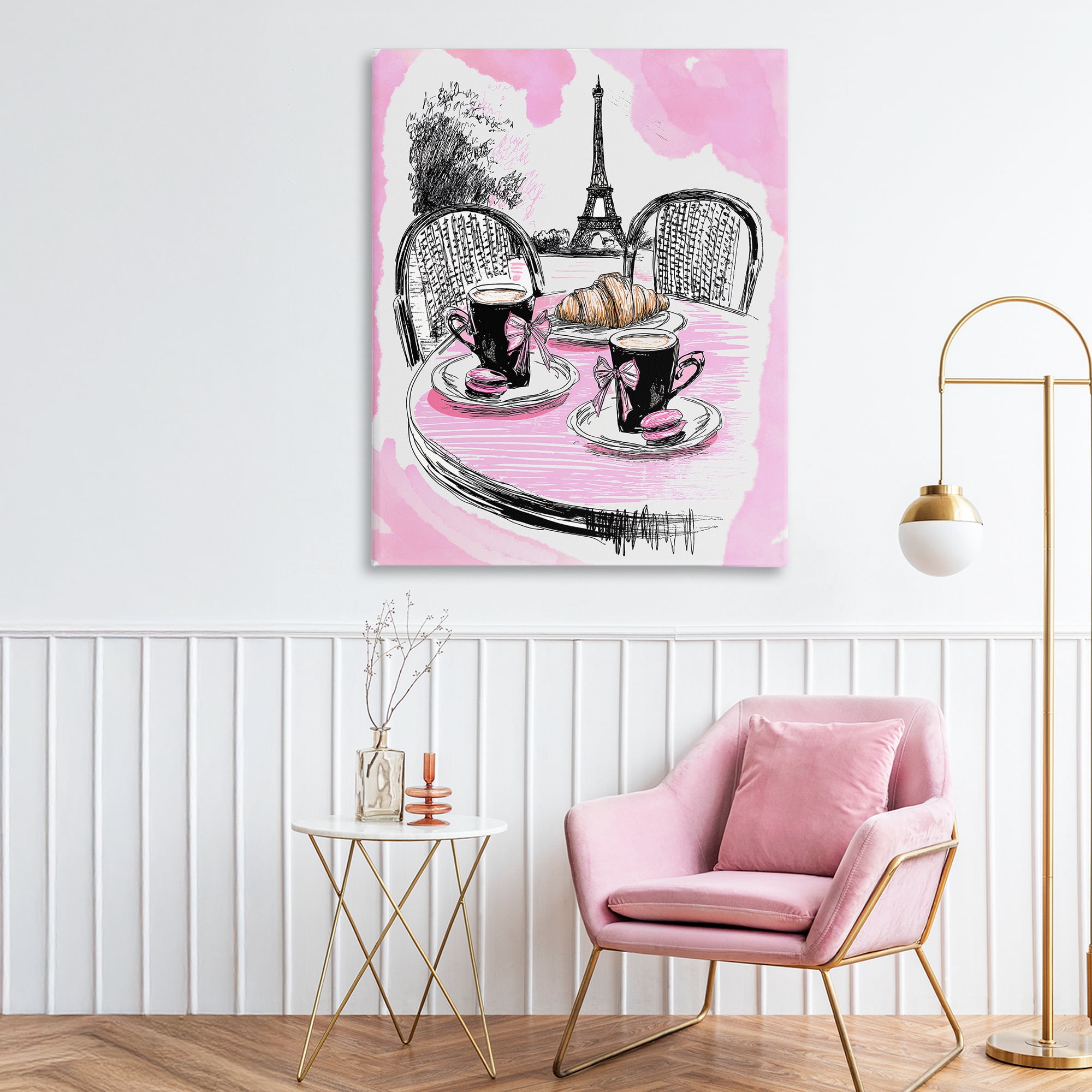 Stupell Industries Pink Parisian Cafe Breakfast Canvas Wall Art, design by Jess Stempel