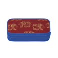 thumbnail image 2 of TEQUAN Large Capacity Pencil Case, Cute Golden Little Elephant Pattern Pencil Pouch 2 Compartments Pencil Bag (Blue), 2 of 7