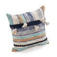 thumbnail image 3 of Laddha Home Designs Handwoven Coastal Geometric Striped Square Throw Pillows - 18" - Blue and Tan -, 3 of 9