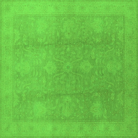 Ahgly Company Indoor Square Oriental Green Industrial Area Rugs, 6' Square