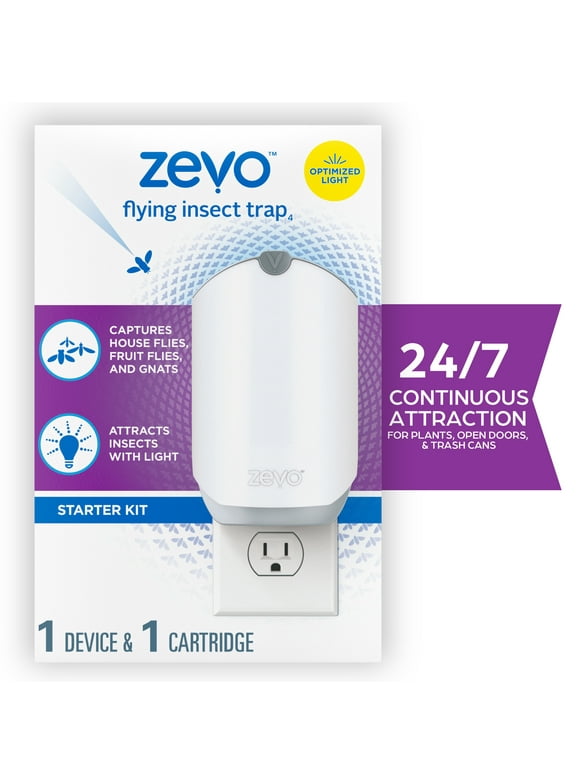 Zevo Flying Insect Fly Trap (1 Device + Refill) Featuring Blue And UV Light To Attract Flying Insects