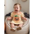 thumbnail image 4 of RUINIXCW Girls Halloween Dress Cute Pumpkin Embroidery Doll Collar Puff Sleeve Dress, 4 of 8