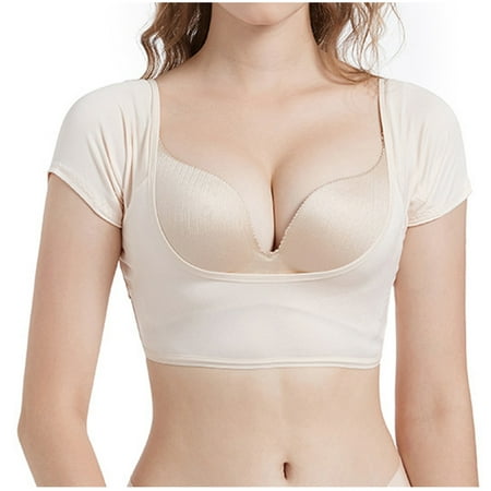

Herrnalise Firm Shapewear for Women Tummy Control Sweat Absorbing Clothing Short Sleeve Water Wash Elastic Large Armpit Sweat Absorbing Thin Style Khaki